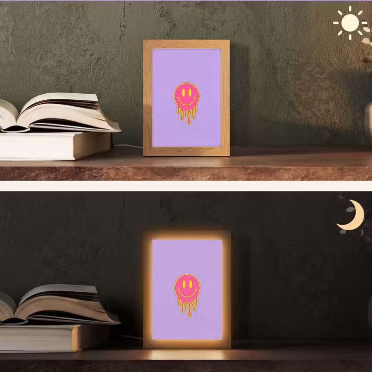 Smiley - Drip - Neon Light Box met kabel (Tafellamp) klein -sfeer3