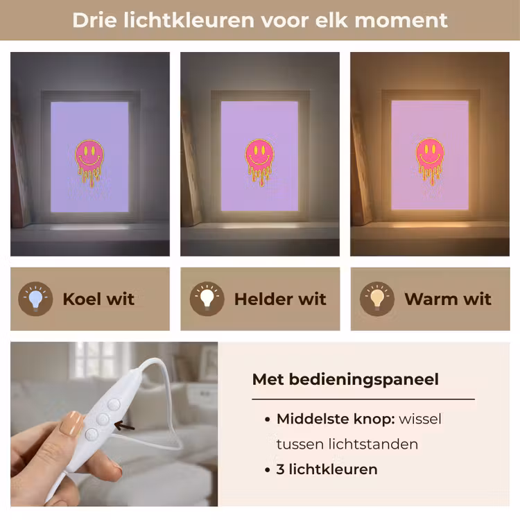 Smiley - Drip - Neon Light Box met kabel (Tafellamp) klein -USP_lichtkleurNL