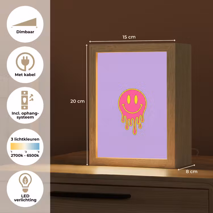 Smiley - Drip - Neon Light Box met kabel (Tafellamp) klein -USP_NL