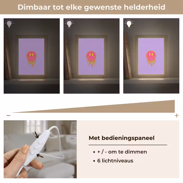 Smiley - Drip - Neon Light Box met kabel (Tafellamp) klein -USP_dimbaarNL
