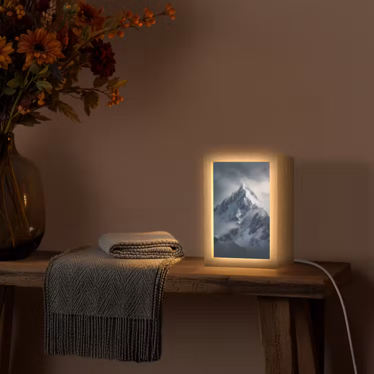 Sneeuw - Berg - Wolken Light Box met kabel (Tafellamp) klein -sfeer4