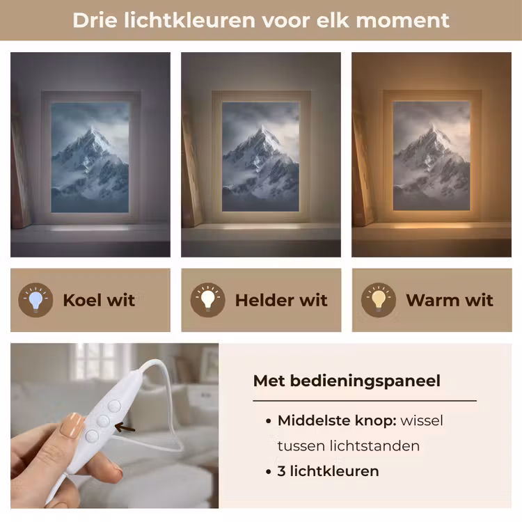 Sneeuw - Berg - Wolken Light Box met kabel (Tafellamp) klein -USP_lichtkleurNL