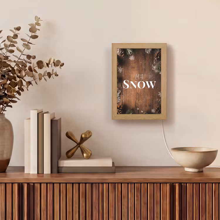 Sneeuw - Houtlook - Quote - Let it snow Light Box met kabel (Tafellamp) klein -sfeer2