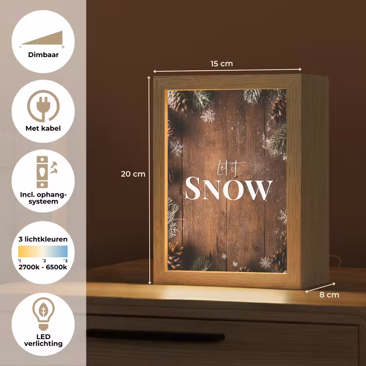 Sneeuw - Houtlook - Quote - Let it snow Light Box met kabel (Tafellamp) klein -USP_NL