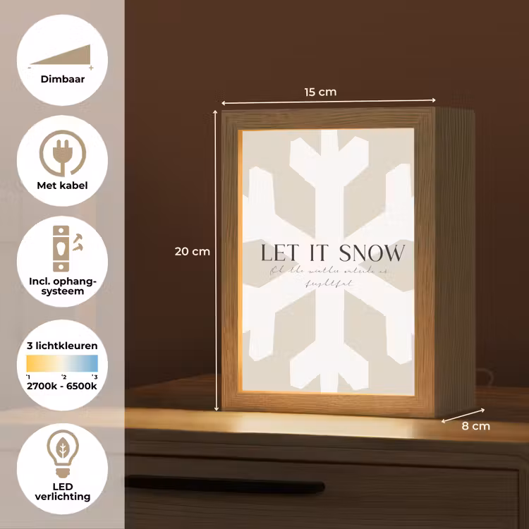 Sneeuw - Japandi - Winter - Decoratie Light Box met kabel (Tafellamp) klein -USP_NL