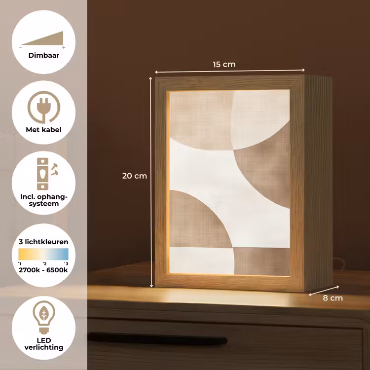 Snijdende cirkels - Overlappende vlakken Light Box met kabel (Tafellamp) klein -USP_NL