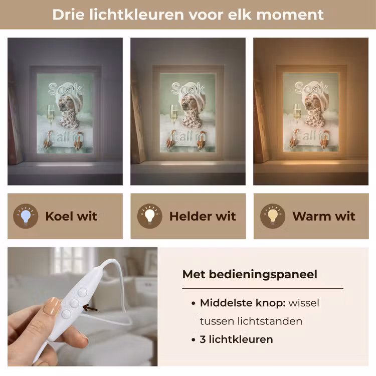 Soak it all in - Hond - Bad Light Box met kabel (Tafellamp) klein -USP_lichtkleurNL
