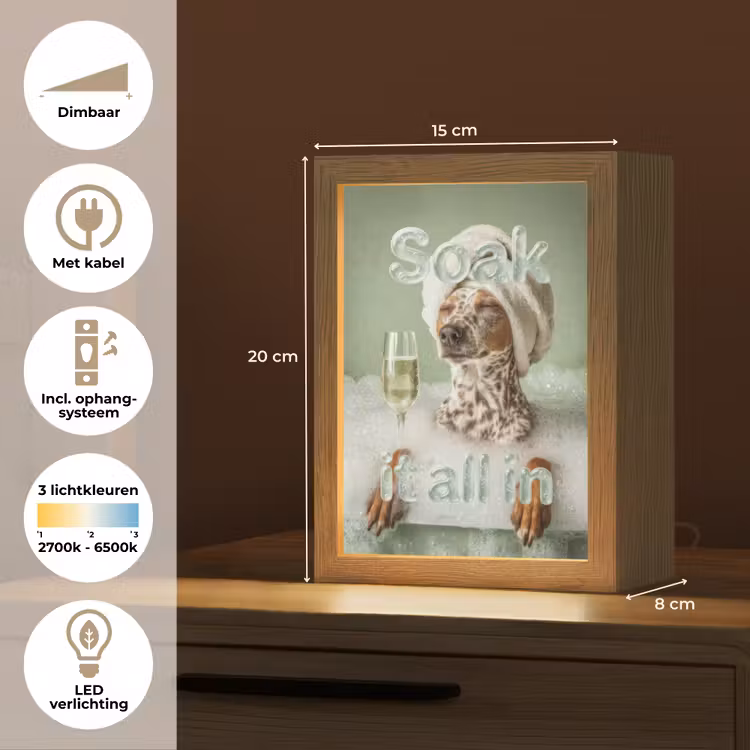 Soak it all in - Hond - Bad Light Box met kabel (Tafellamp) klein -USP_NL