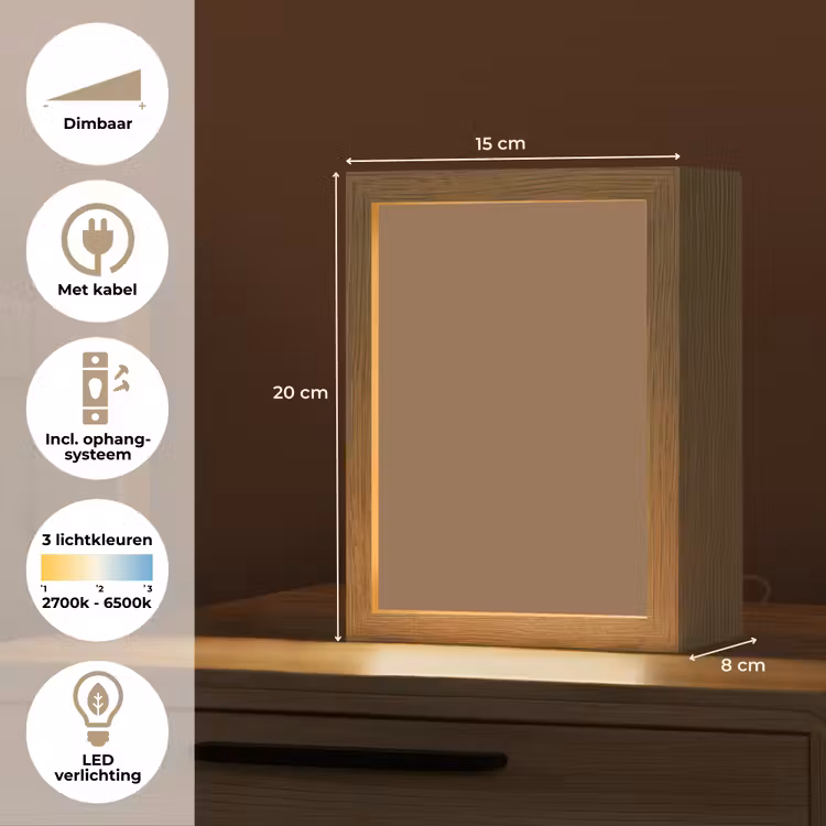 Soft - Walnut - Bruin Light Box met kabel (Tafellamp) klein 925 -USP_NL