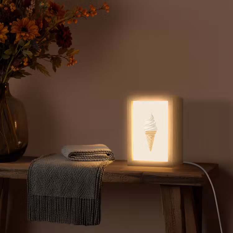 Softijs - Hoorntje - Wit Light Box met kabel (Tafellamp) klein -sfeer4