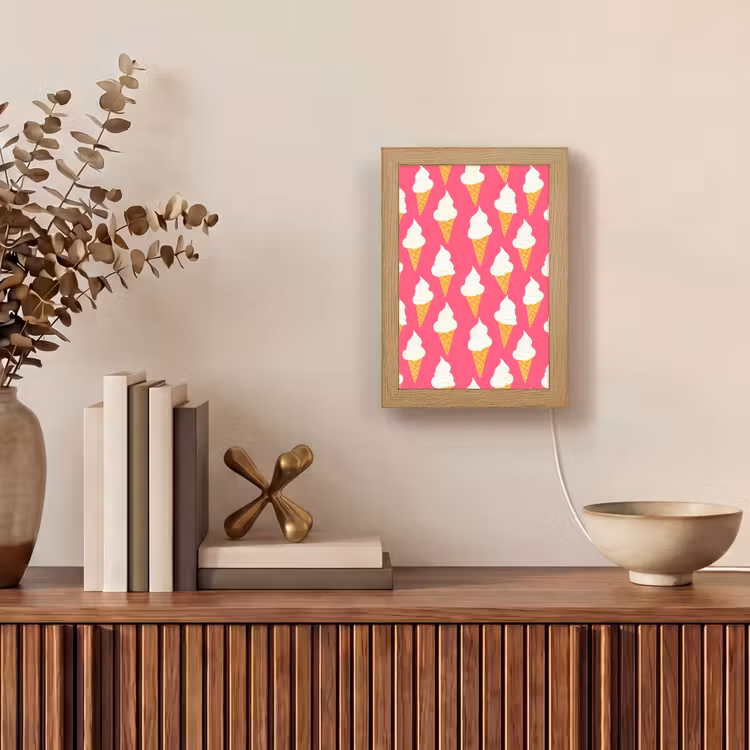 Softijs - Horentje - Roze Light Box met kabel (Tafellamp) klein 925 -sfeer2