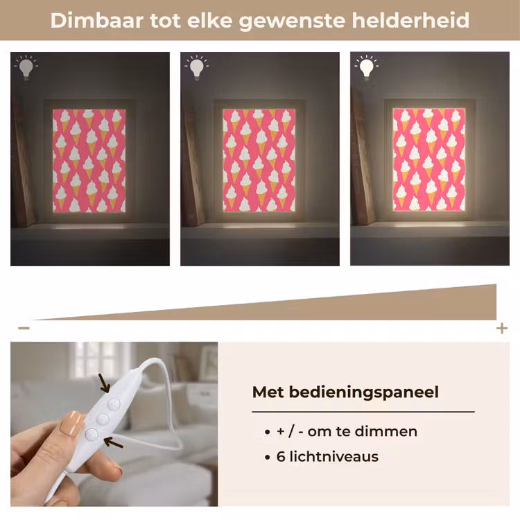 Softijs - Horentje - Roze Light Box met kabel (Tafellamp) klein 925 -USP_dimbaarNL