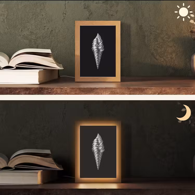 Softijs - Realistisch - Futuristisch Light Box met kabel (Tafellamp) klein -sfeer3