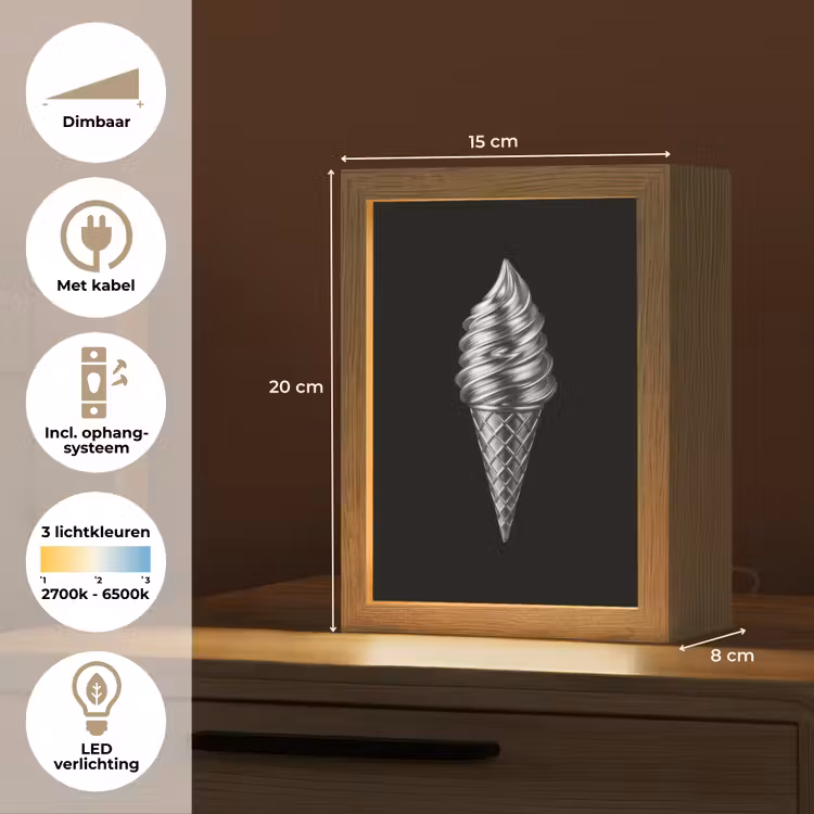 Softijs - Realistisch - Futuristisch Light Box met kabel (Tafellamp) klein -USP_NL