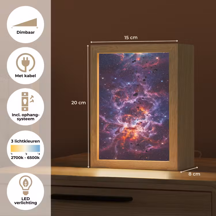 Space - Stars - Abstract - Colorful Light Box met kabel (Tafellamp) klein -USP_NL