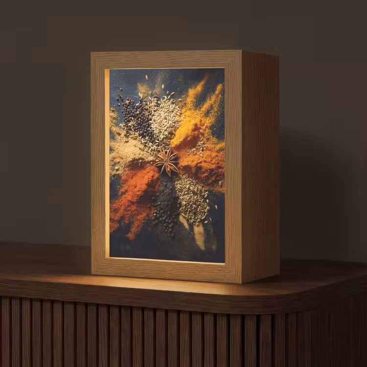 Specerijen - Explosie - Oranje Light Box met kabel (Tafellamp) klein -z3d_website