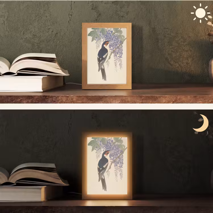 Specht - Bloemen - Paars Light Box met kabel (Tafellamp) klein -sfeer3