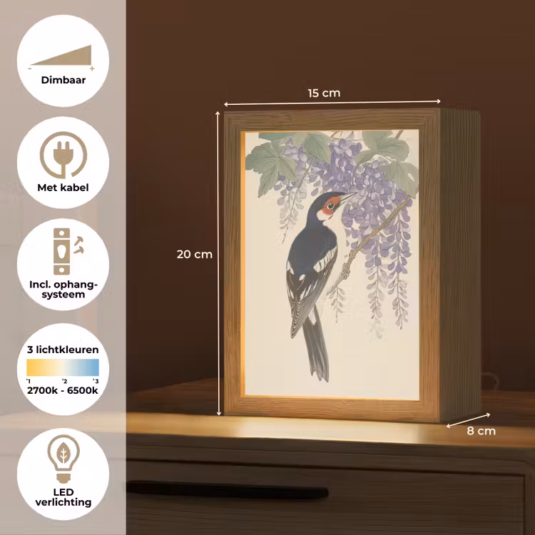 Specht - Bloemen - Paars Light Box met kabel (Tafellamp) klein -USP_NL