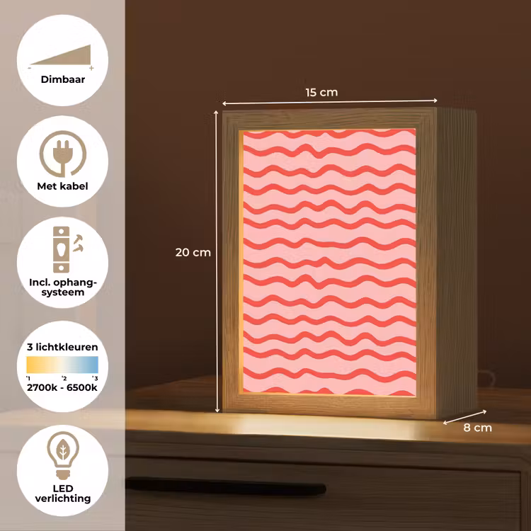 Speels - Patroon - Rood Light Box met kabel (Tafellamp) klein 925 -USP_NL