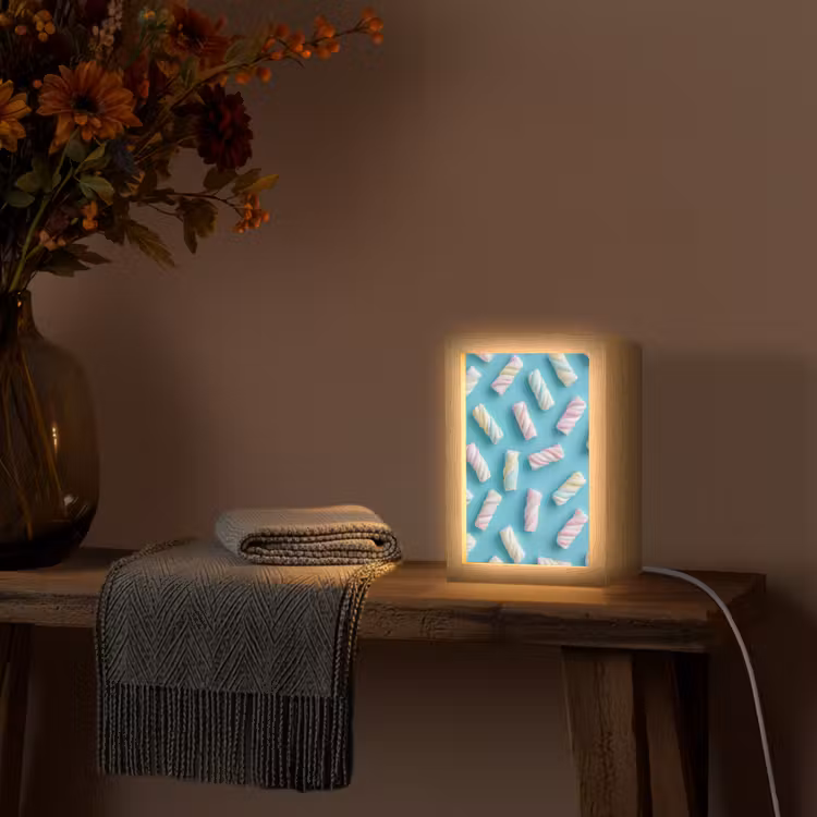 Spekjes - Pastel - Snoep - Blauw Light Box met kabel (Tafellamp) klein -sfeer4