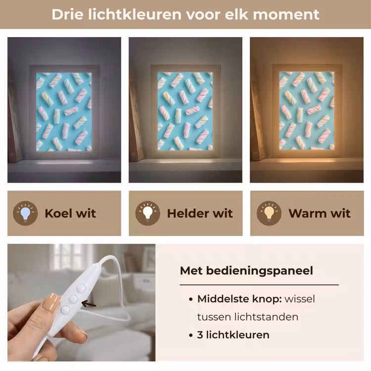 Spekjes - Pastel - Snoep - Blauw Light Box met kabel (Tafellamp) klein -USP_lichtkleurNL