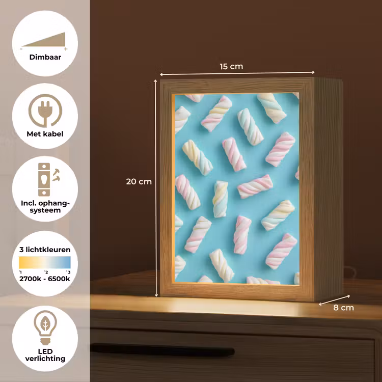 Spekjes - Pastel - Snoep - Blauw Light Box met kabel (Tafellamp) klein -USP_NL