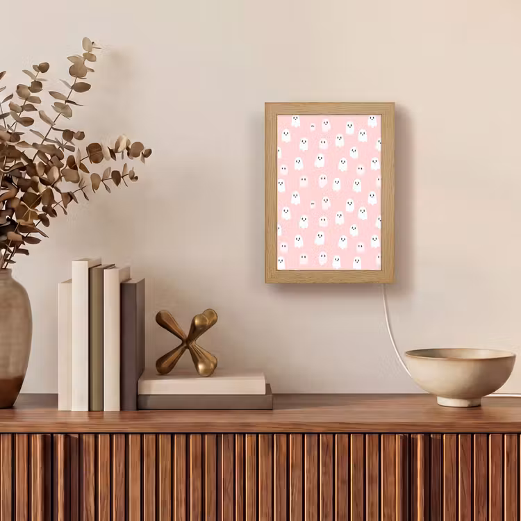 Spookjes - Patroon - Roze Light Box met kabel (Tafellamp) klein 925 -sfeer2