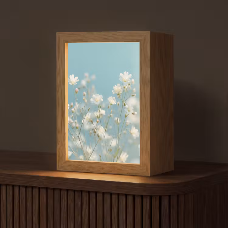 Stengels - Bloemen - Lucht - Wit Light Box met kabel (Tafellamp) klein -z3d_website