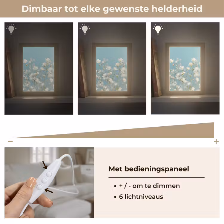 Stengels - Bloemen - Lucht - Wit Light Box met kabel (Tafellamp) klein -USP_dimbaarNL