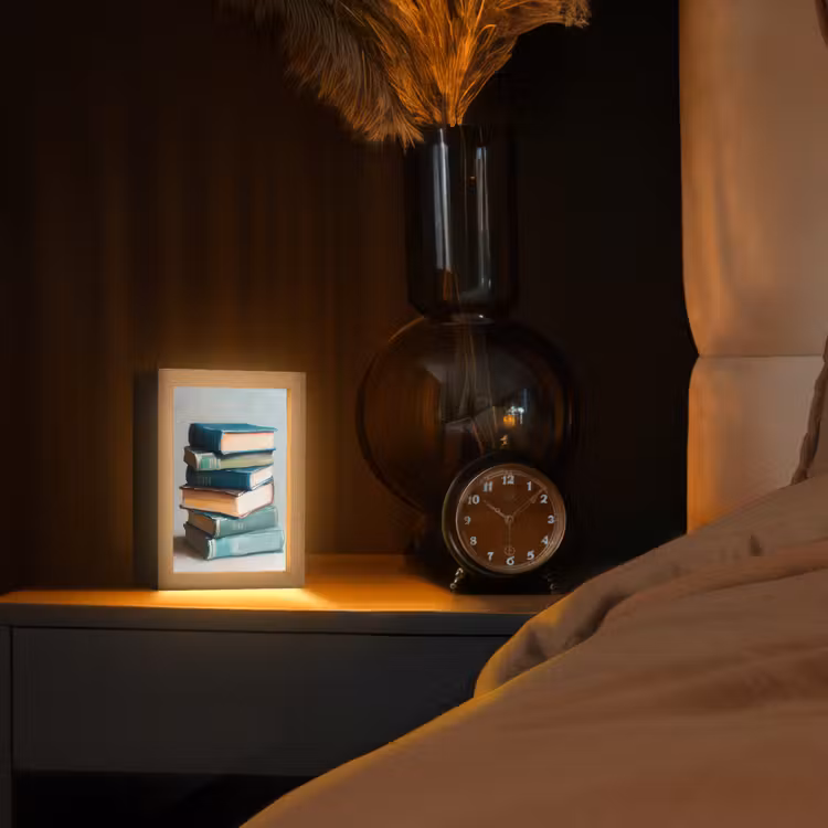 Stapel - Boeken - Groen - Daglicht Light Box met kabel (Tafellamp) klein -sfeer1