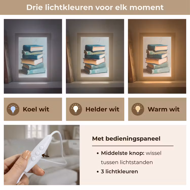 Stapel - Boeken - Groen - Daglicht Light Box met kabel (Tafellamp) klein -USP_lichtkleurNL