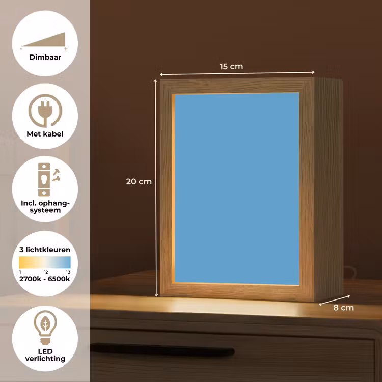 Steel - Blue - Blauw Light Box met kabel (Tafellamp) klein 925 -USP_NL
