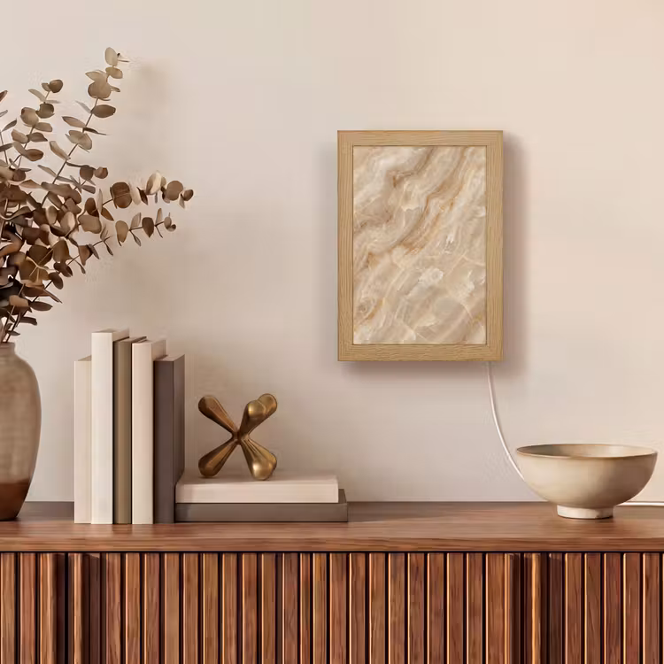 Steen - Ader - Natuur - Modern - Beige Light Box met kabel (Tafellamp) klein -sfeer2