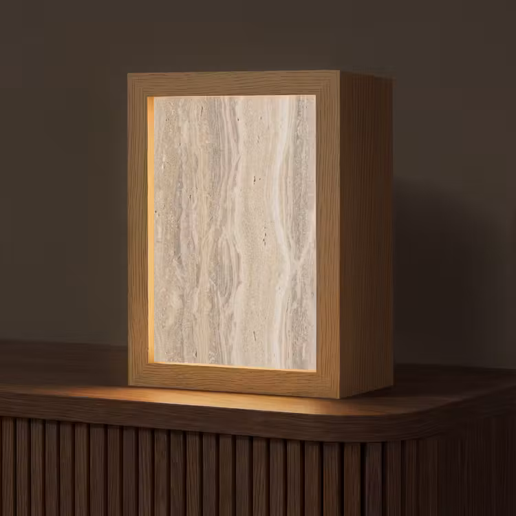 Steen - Patroon - Textuur - Natuurlijk - Beige Light Box met kabel (Tafellamp) klein -z3d_website