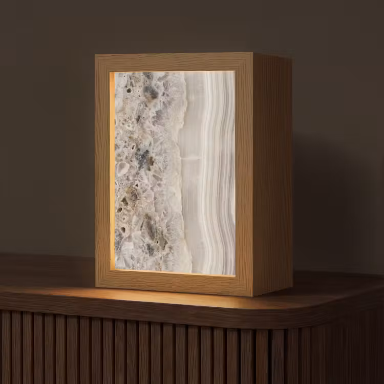 Steen - Textuur - Abstract - Beige - Wit Light Box met kabel (Tafellamp) klein -z3d_website