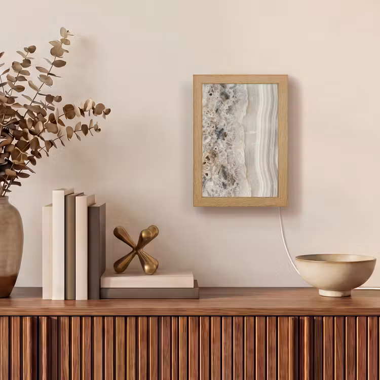 Steen - Textuur - Abstract - Beige - Wit Light Box met kabel (Tafellamp) klein -sfeer2