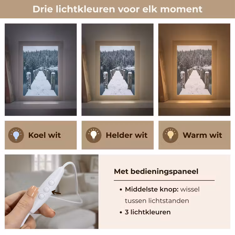 Steiger - Meer - Sneeuw - Bergen - Rustgevend Light Box met kabel (Tafellamp) klein -USP_lichtkleurNL