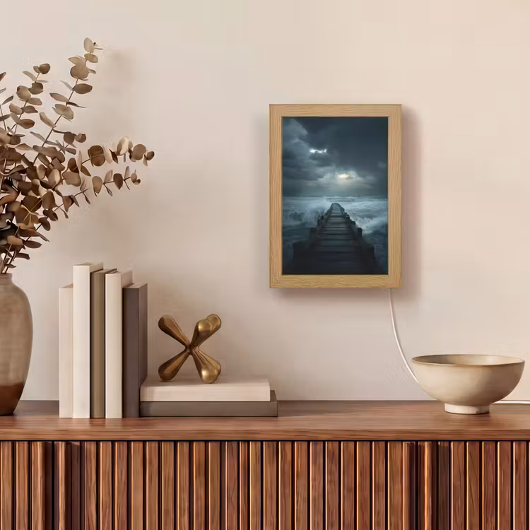 Steiger - Storm - Golven Light Box met kabel (Tafellamp) klein -sfeer2