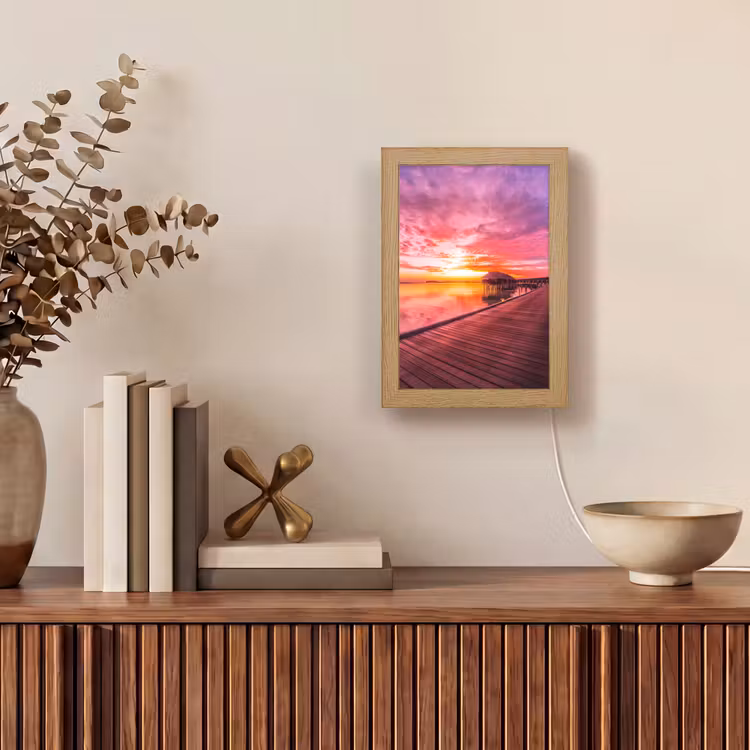 Steiger - Water - Zon - Roze - Horizon Light Box met kabel (Tafellamp) klein -sfeer2