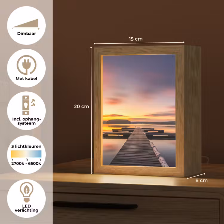 Steiger - Zonsondergang - Water - Zee - Reflectie Light Box met kabel (Tafellamp) klein -USP_NL