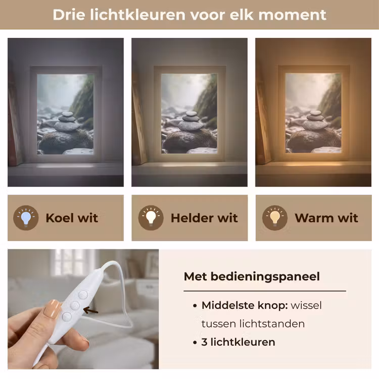 Stenen - Stapel - Natuur Light Box met kabel (Tafellamp) klein -USP_lichtkleurNL