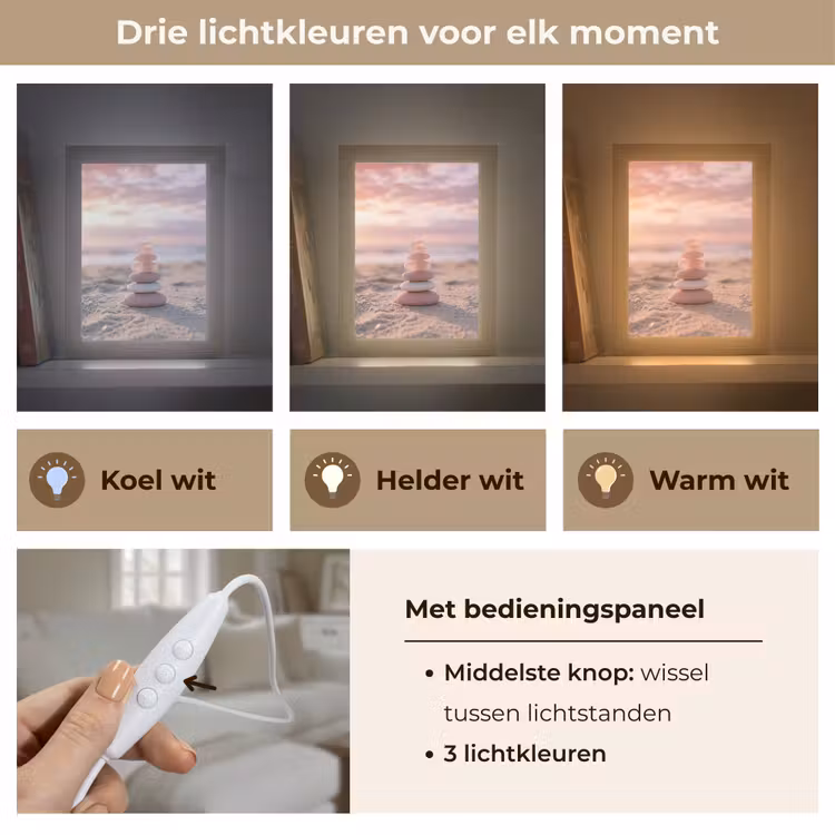 Stenen - Zand - Roze Light Box met kabel (Tafellamp) klein -USP_lichtkleurNL