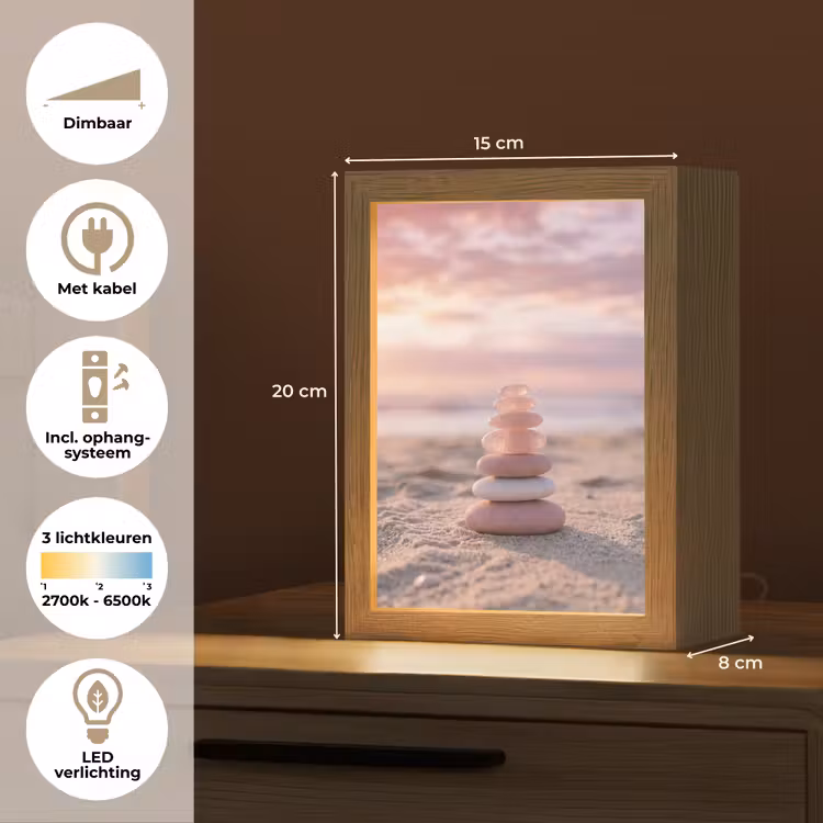 Stenen - Zand - Roze Light Box met kabel (Tafellamp) klein -USP_NL