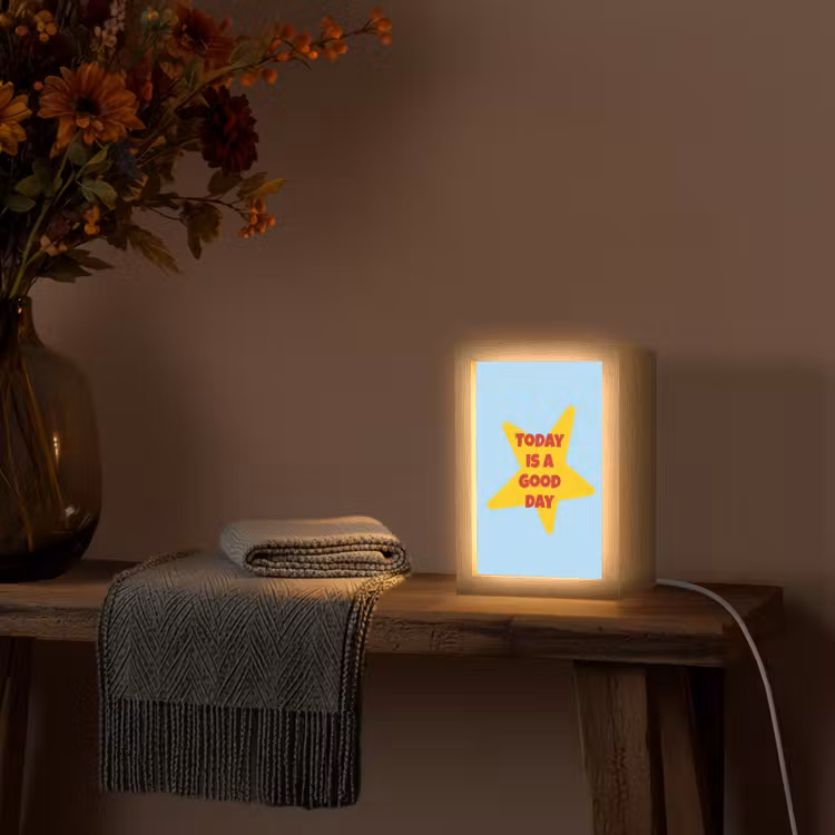 Ster - Today is a good day - Blauw Light Box met kabel (Tafellamp) klein -sfeer4