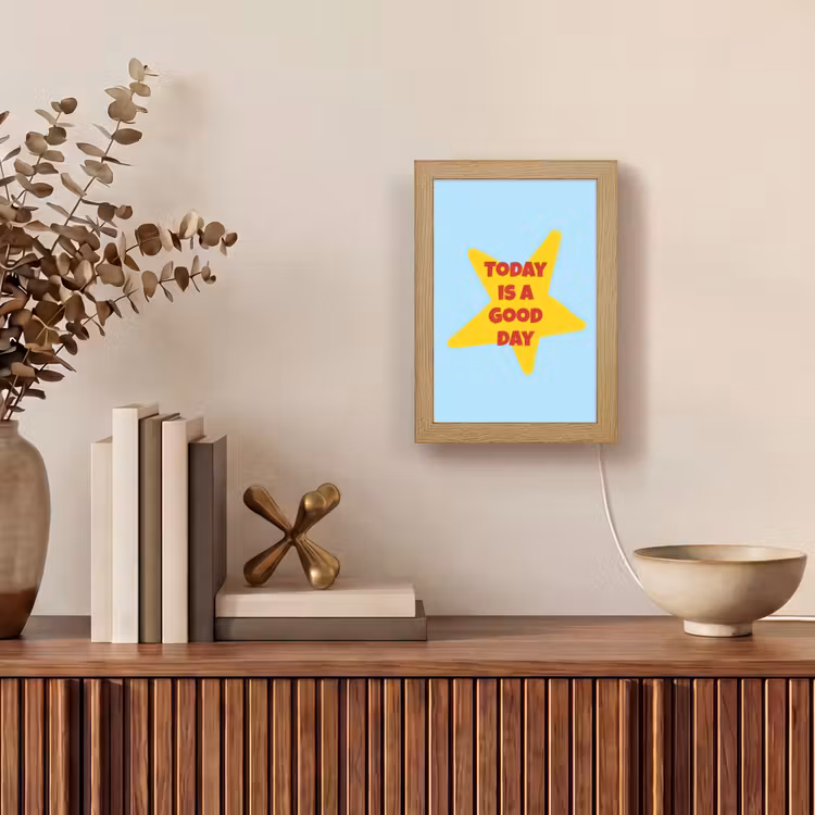 Ster - Today is a good day - Blauw Light Box met kabel (Tafellamp) klein -sfeer2