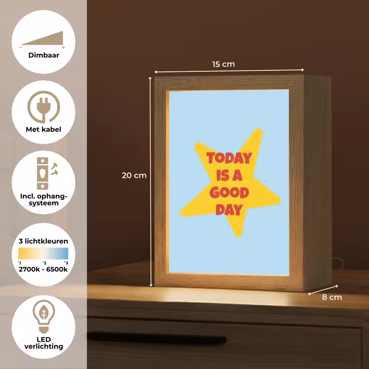 Ster - Today is a good day - Blauw Light Box met kabel (Tafellamp) klein -USP_NL
