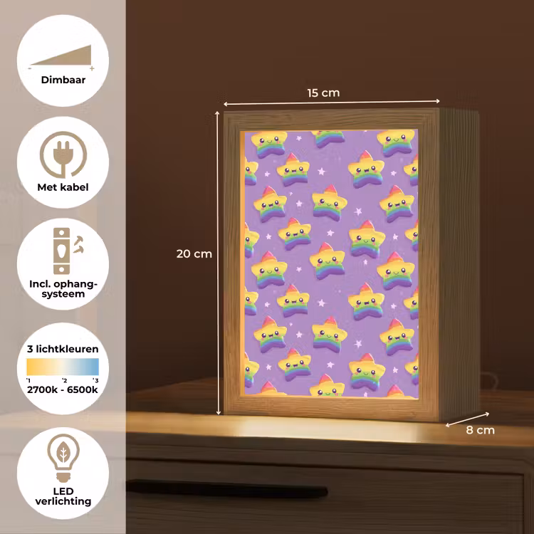 Sterren - Regenboog - Paars Light Box met kabel (Tafellamp) klein 925 -USP_NL