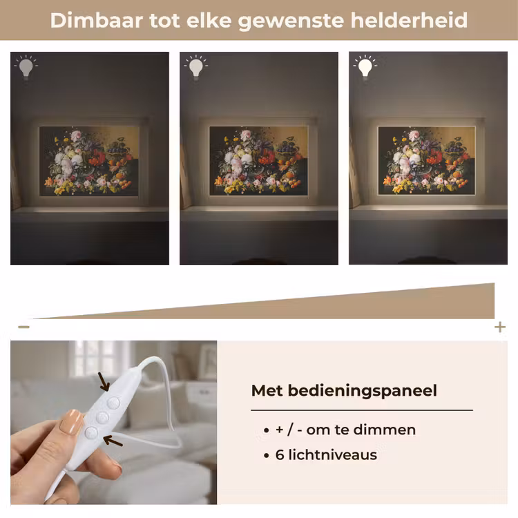 Stilleven met bloemen en fruit - Kunstwerk - Oude meesters Light Box met kabel (Tafellamp) klein -USP_dimbaarNL