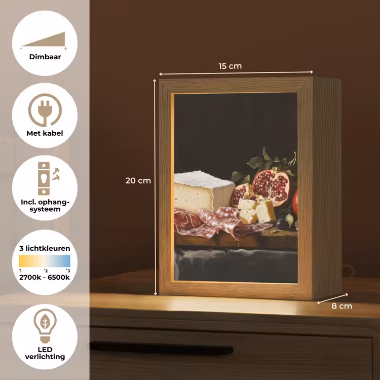 Stilleven - Vintage - Borrelplank Light Box met kabel (Tafellamp) klein -USP_NL