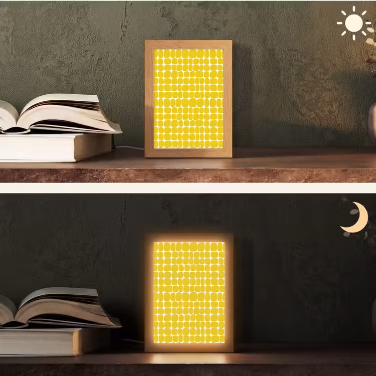 Stippen - Modern - Geel Light Box met kabel (Tafellamp) klein 925 -sfeer3